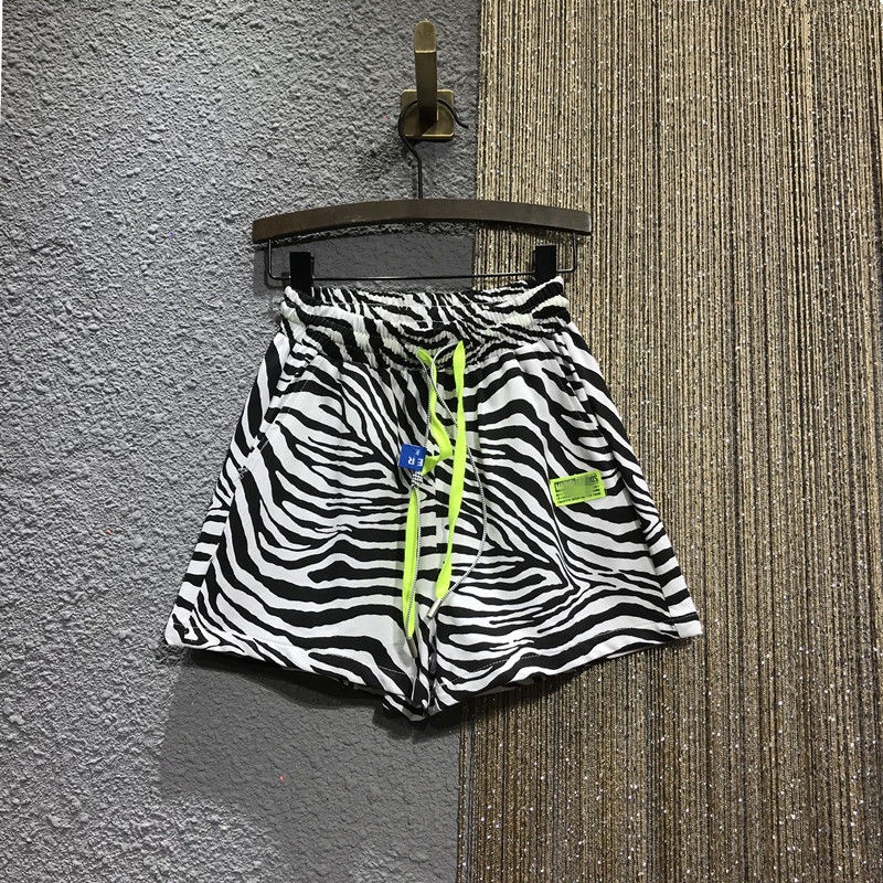 Jiashucheng Quần Short Chữ A Lưng Thun Dáng Rộng Họa Tiết Ngựa Vằn Cá Tính Cho Nữ