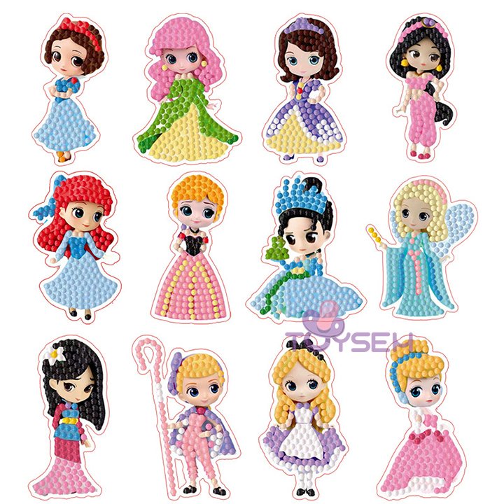 Combo 12 tranh tô hạt màu toysem tập vẽ cho bé từ 3 tuổi - Quà tặng sinh nhật cho trẻ em