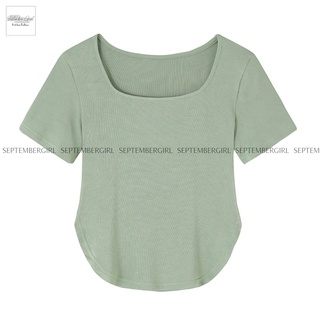 Áo thun nữ dáng croptop cổ vuông septembergirl - ao top nu 004v1