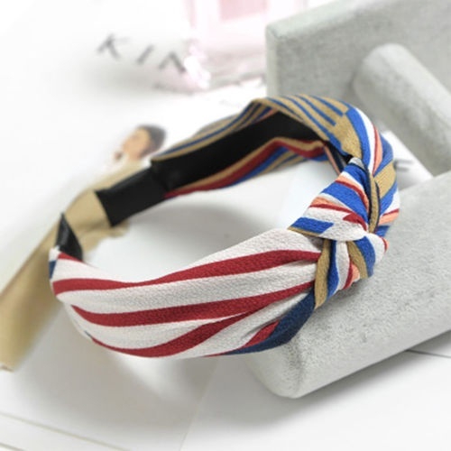Băng đô cài tóc bằng vải nhung + nhựa thiết kế sọc/trơn đơn giản kiểu thắt nút thời trang cho nữ