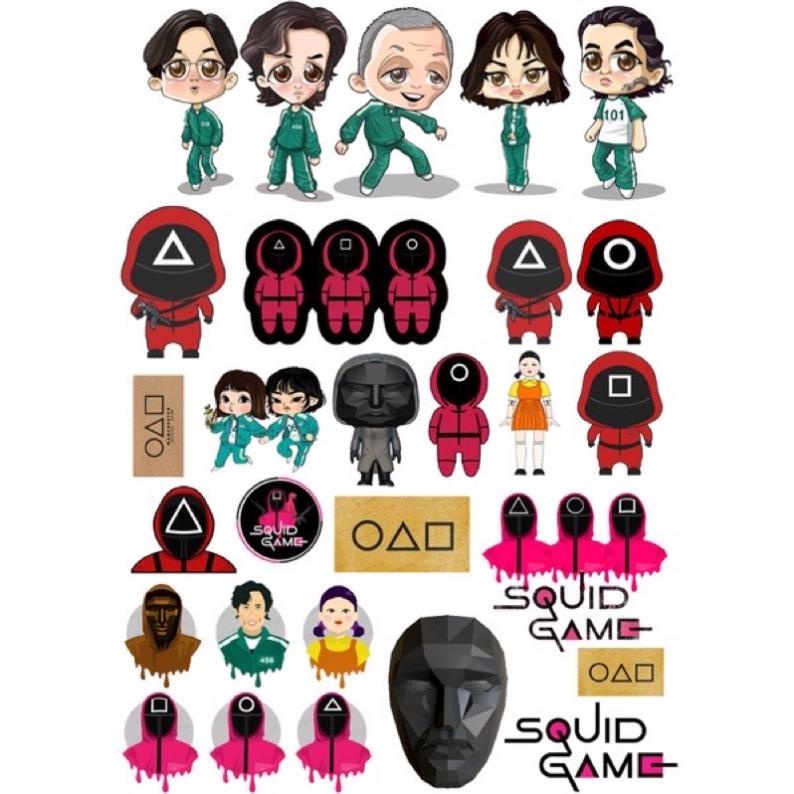 [STICKER 1K] SET 100 STICKER SQUID GAME SIÊU CHẤT DÁN TRANG TRÍ ĐT LAPTOP VALI TƯỜNG TỦ KỆ MŨ BẢO HIỂM XE MÁY NOTEBOOK