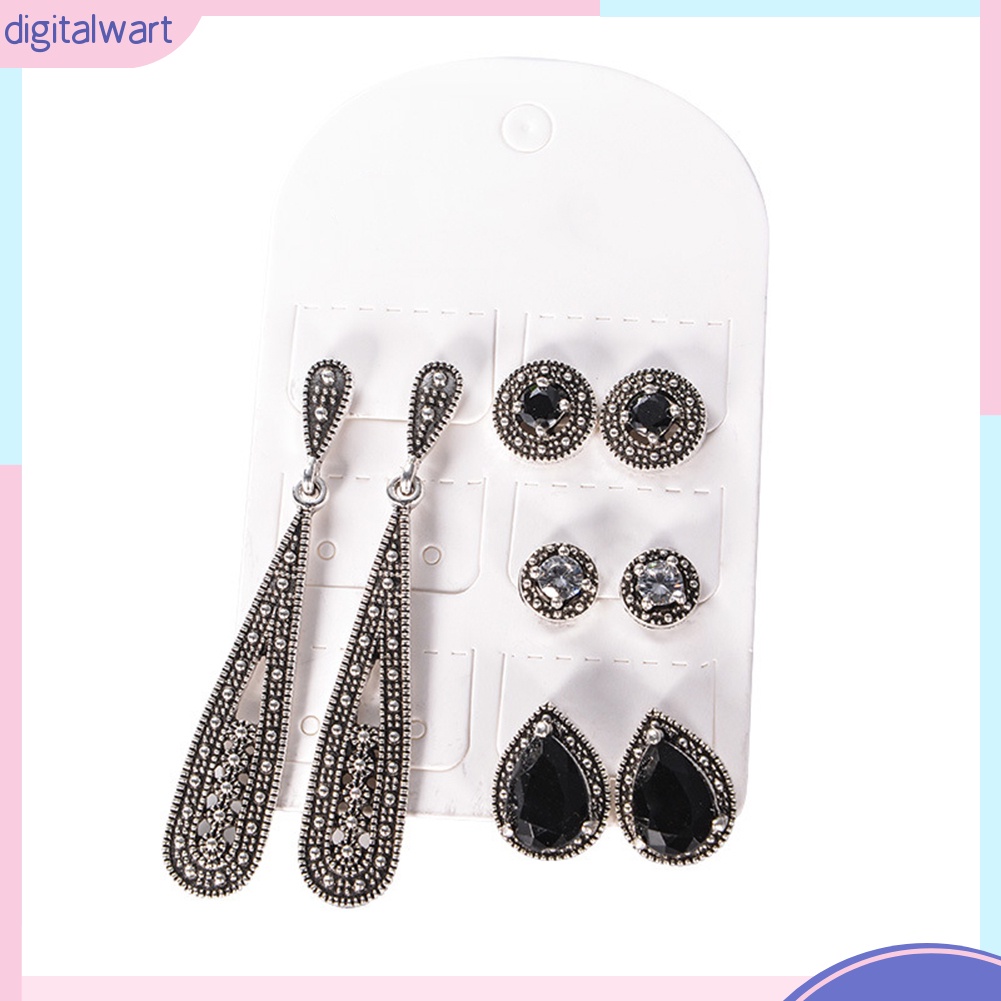 Set 4 đôi bông tai đính đá kiểu dáng cổ điển cho nữ