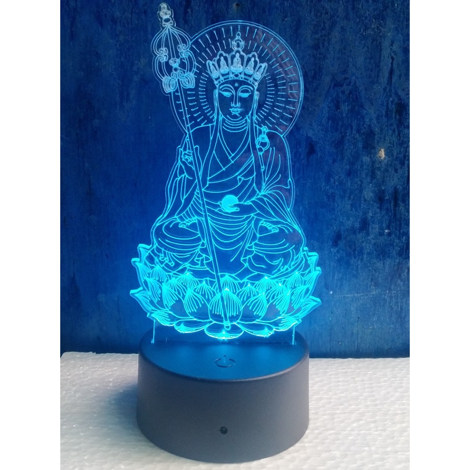 Đèn thờ phật, đèn ngủ 3d Địa Tạng Vương Bồ Tát  16 màu .khắc hình theo yêu cầu .