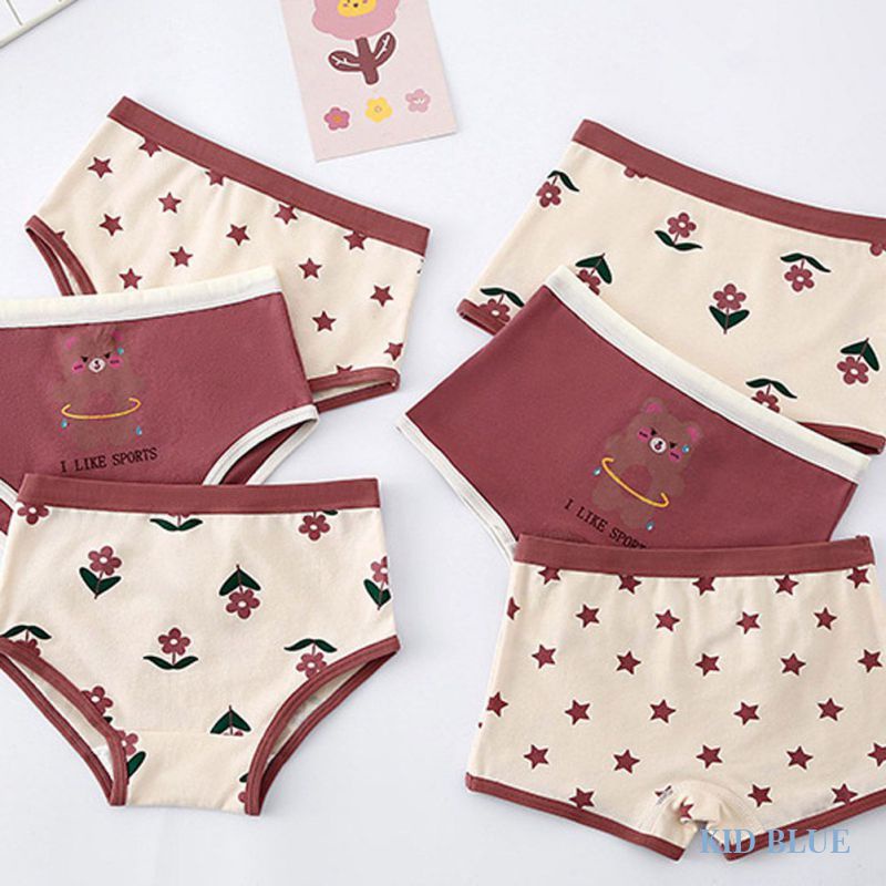 Quần Lót Thể Thao Vải Lụa Không Đường May Kháng Khuẩn Họa Tiết Gấu Dễ Thương Cho Nữ