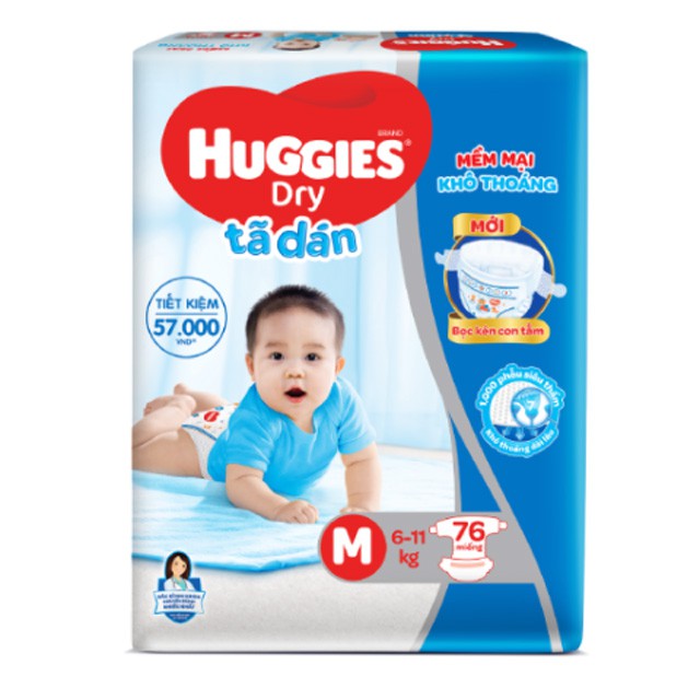 [Giảm Giá Cực Sốc]Tã Dán Huggies Dry Super Jumbo Giúp Bé Luôn Khô Thoáng S24/ M76/L68/XL62/XXL56