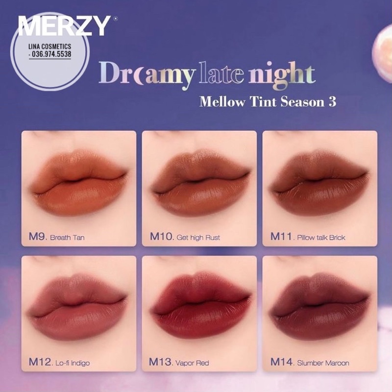 [Có Sẵn] Son Kem Lì Merzy Bite The Beat Mellow Tint Màu Mới M9 M10 M11 M12 M13 M14 Bản Vỏ Tím Dreamy Late Night | BigBuy360 - bigbuy360.vn