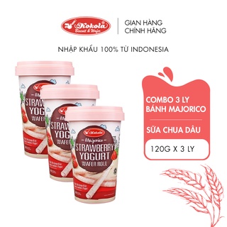 Combo 3 Bánh Quế KOKOLA Majorico vị Sữa Chua Dâu hộp 120g