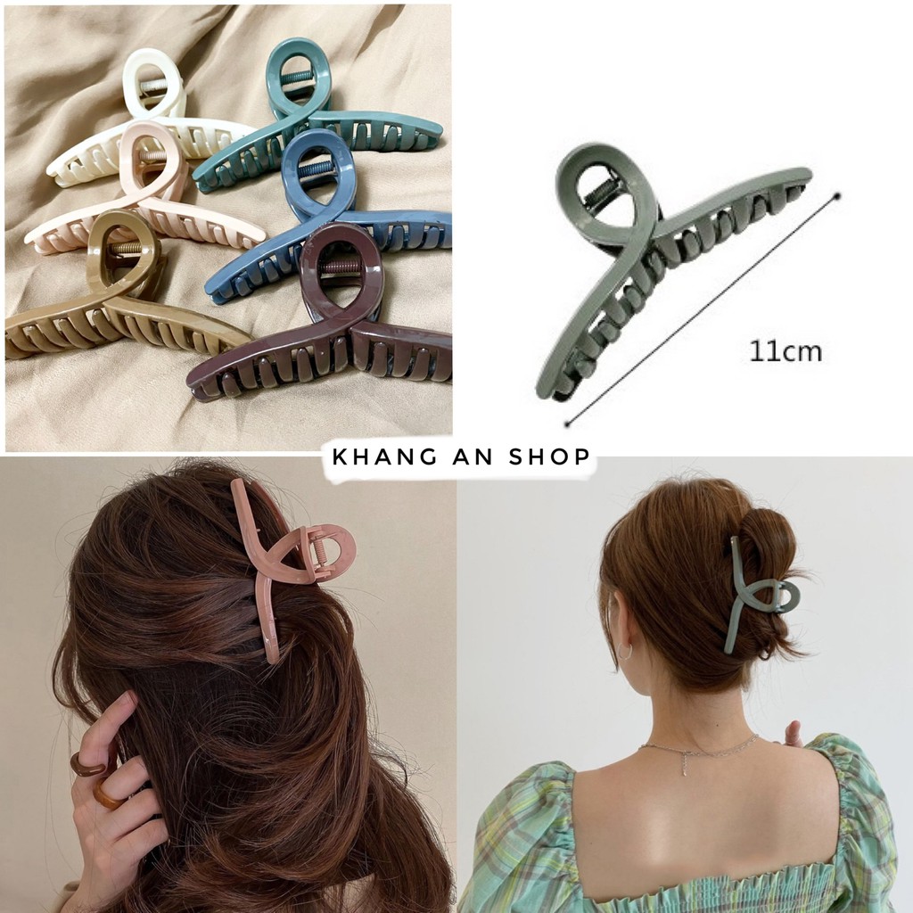 Kẹp tóc càng cua 16 răng nhựa màu trơn phong cách Hàn Quốc
