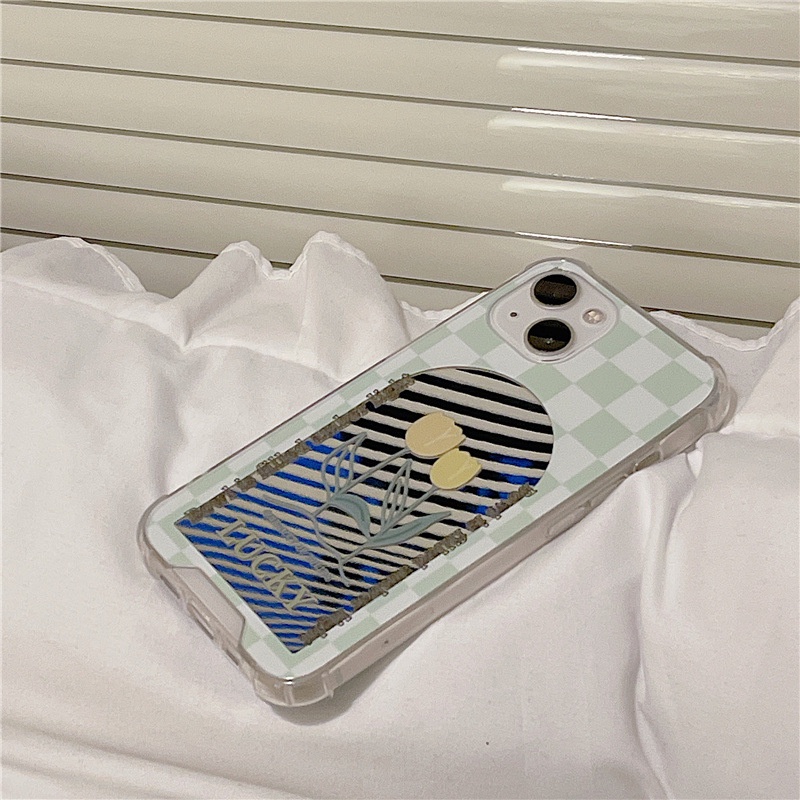 Ốp lưng iphone Ốp Điện Thoại Tráng Gương Họa Tiết Hoa Tulip Cho Iphone 14pro 6/6splus/7/7plus/8/8plus/x/xr/xs/11/14pro/13/pro/max/plus/promax Dinuo case