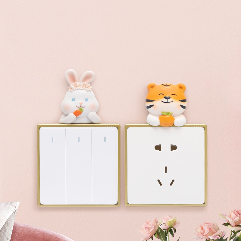 Miếng Dán Trang Trí Công Tắc Hình Động Vật Hoạt Hình 3D Dễ Thương