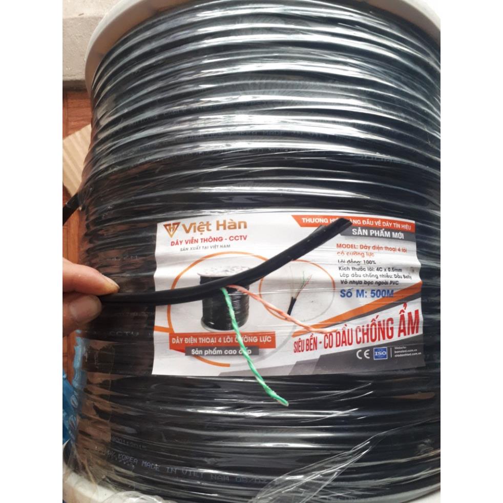 Dây mạng 4 lõi đồng có gia cường lẻ  đi ngoài trời khuyến mãi bấm sẵn 2 đầu cáp