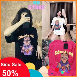 Áo thun tay lỡ CÒN CÁI NỊT , áo phông cộc tay hot trend nam nữ unisex form rộng anh da đen