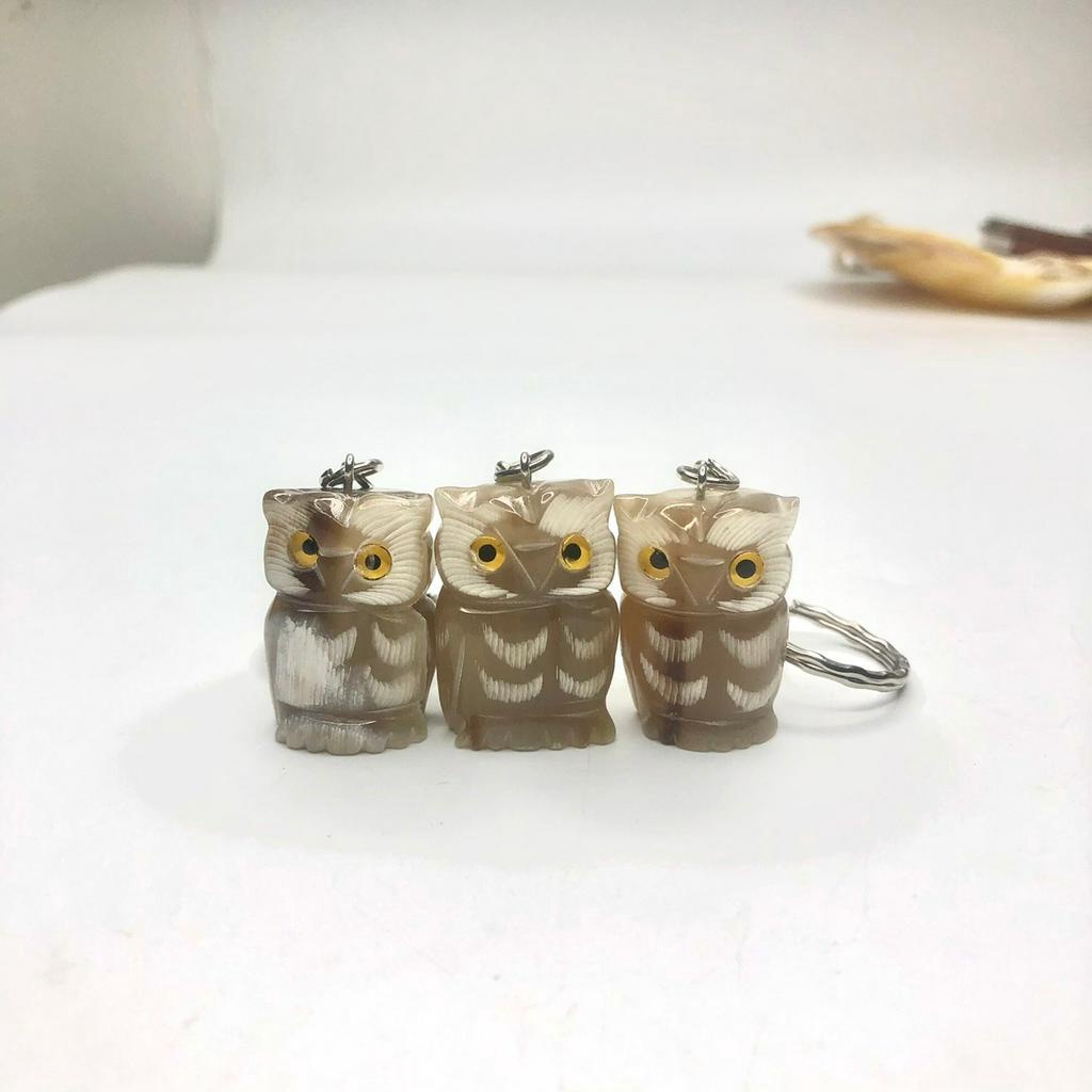 Móc Treo Chìa Khóa Bằng Sừng Hình Cú Mèo HAHANCO - OTH012