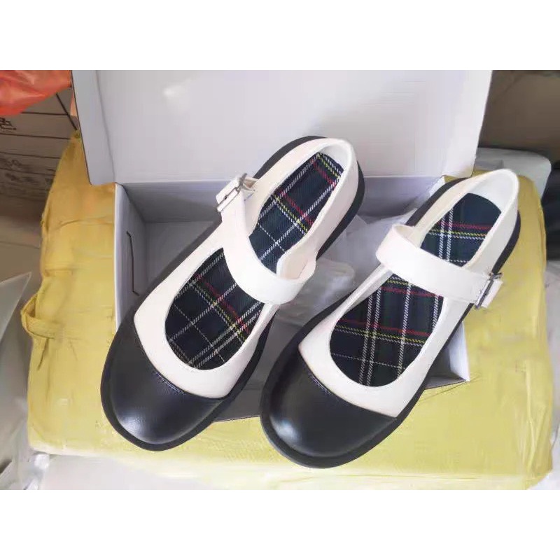 Giày Lolita đế bằng da mềm quai ngang kiểu dáng đơn giản Mary Jane phong cách Ulzzang Hàn Quốc hottrend