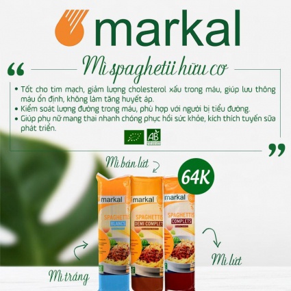 Mì Ý spaghetti trắng hữu cơ Markal 500g cho bé ăn dặm