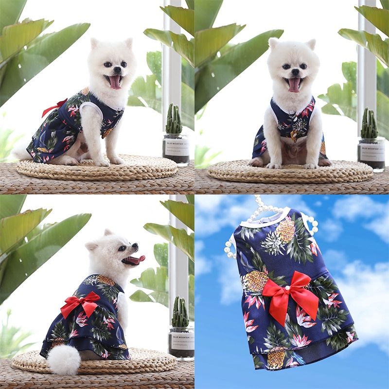 Váy Đi Biển Họa Tiết Quả Dứa Hawaii Cho Thú Cưng 4 Mùa
