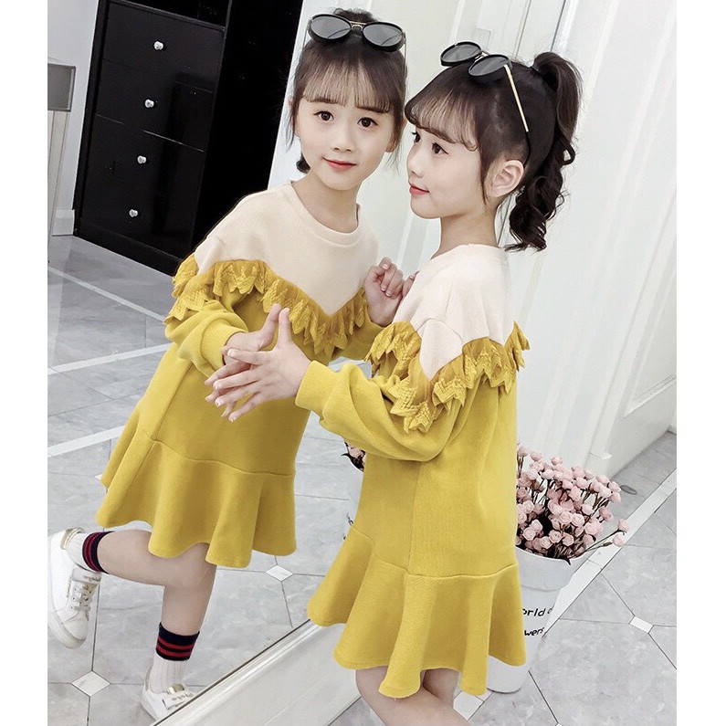 Váy len tua rua cho bé gái Đầm xòe xinh xắn full size BEESHOP D21023