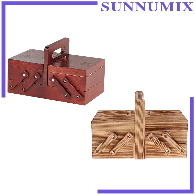 [SUNNIMIX]Foldable Sewing Box Needles Thread Scissors Sew Basket Jewelry Boxes