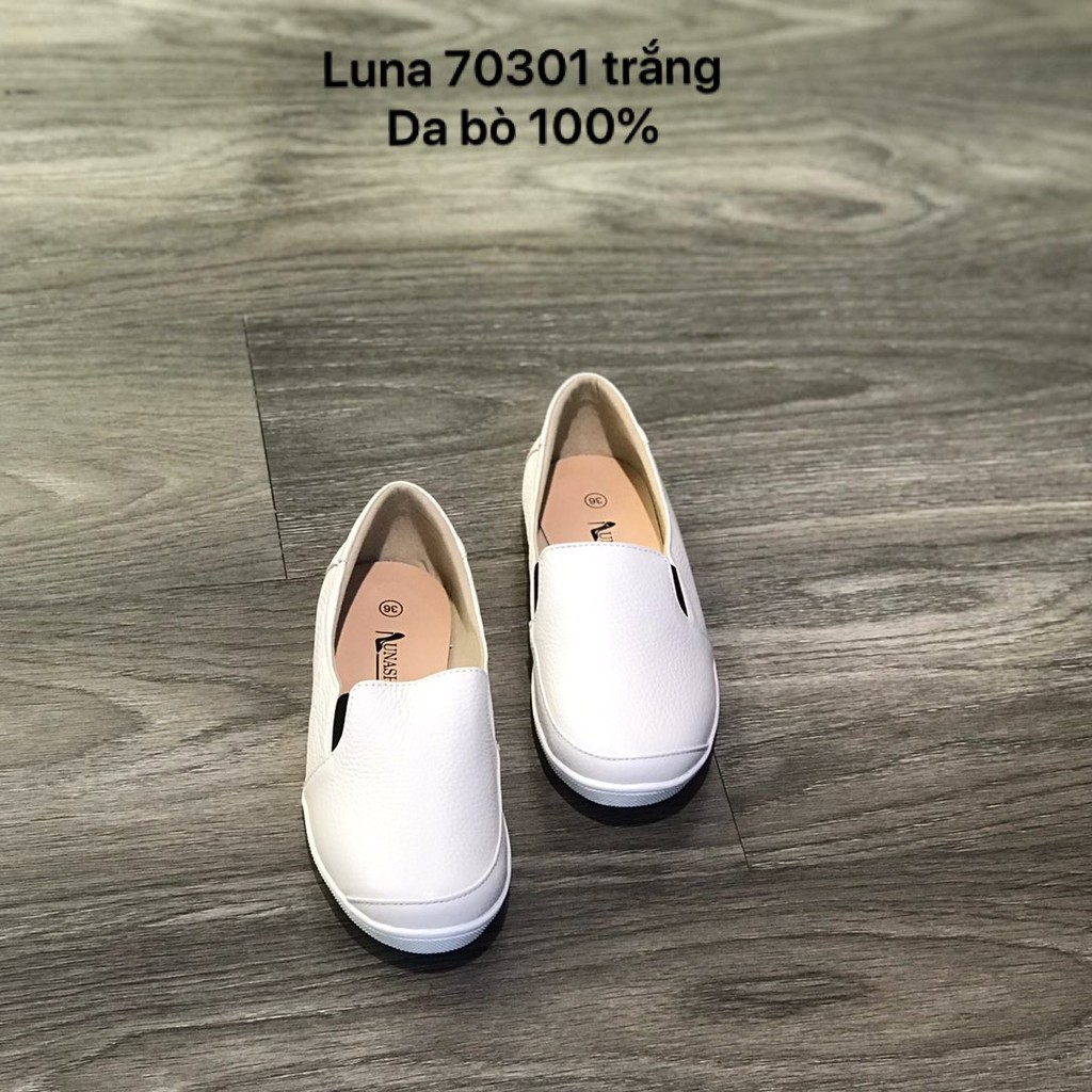 Giày Slip on, Giày lười da nữ Lunashoes (70301) đế cao 3cm bảo hành 24 tháng 1 đổi 1 nhiều màu tăng chiều cao
