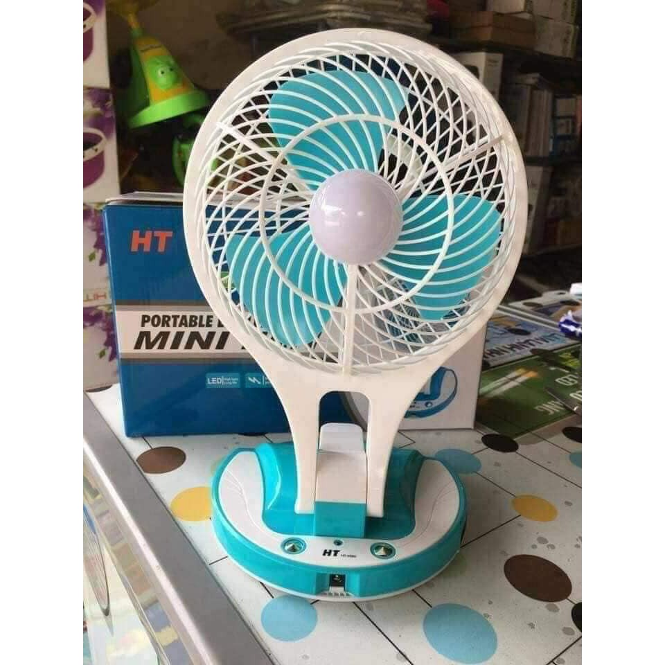 Quạt Tích Điện 5580 Mini Fan 2 In 1 Gấp Gọn