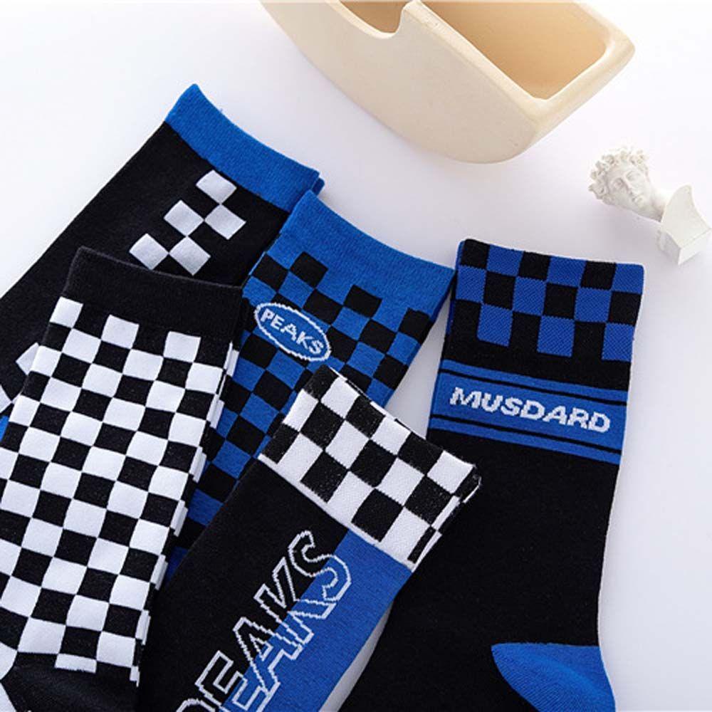 MIQUEL Vớ Cotton Cổ Vừa Họa Tiết Hình Học Phong Cách Harajuku Thời Trang Cho Nam Và Nữ