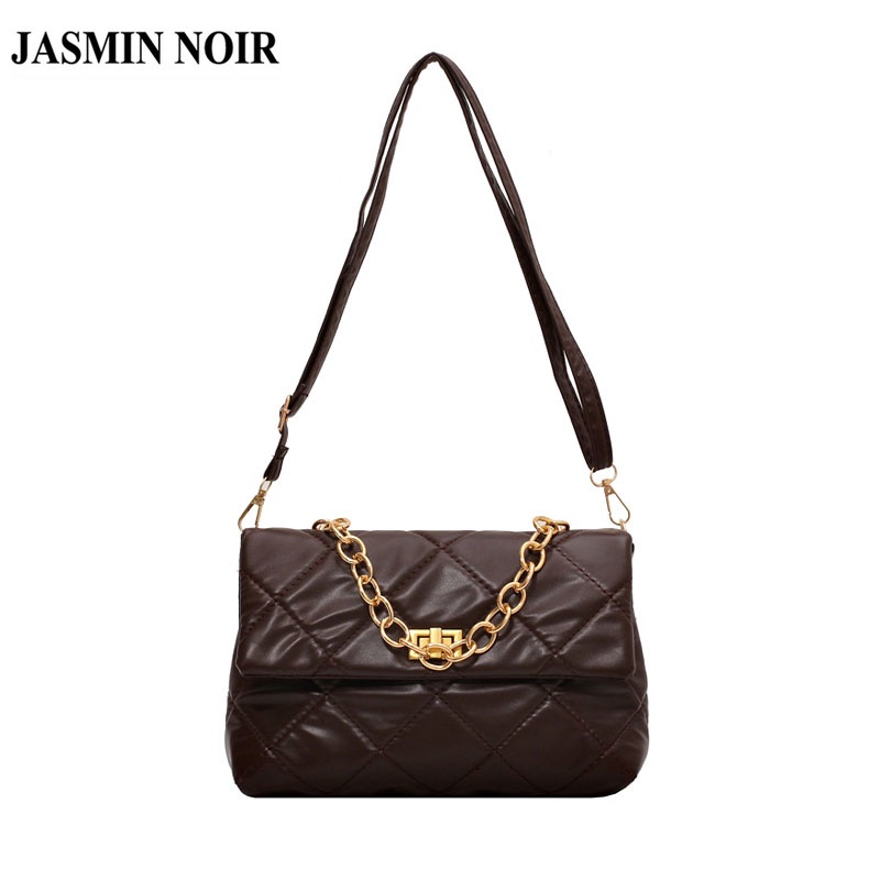 Túi Đeo JASMIN NOIR Chéo Dáng Vuông Nhỏ Họa Tiết Caro Phối Dây Xích Thời Trang Cao Cấp Cho Nữ