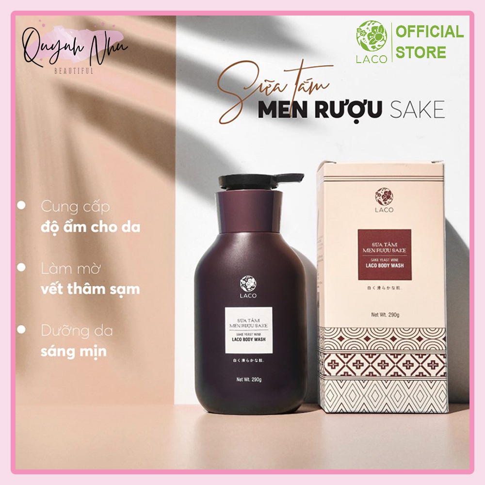 Sữa tắm -LACO men rượu SAKE dưỡng trắng ngừa mụn lưng dưỡng ẩm siêu tốt giúp làn da luôn khoẻ mạnh