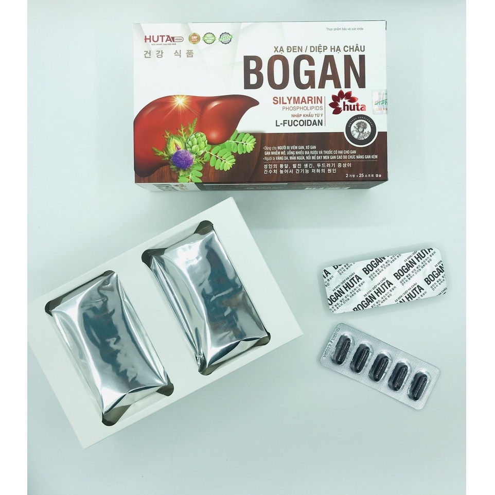 Bổ Gan HUTA hộp 50 viên nang mềm bổ sung L - FUCOIDAN giúp giảm nguy cơ ung thư gan