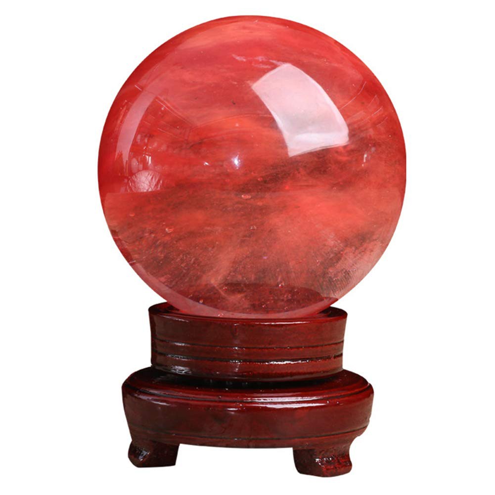 quả cầu đá núi lửa phong thuỷ màu đỏ . . .........