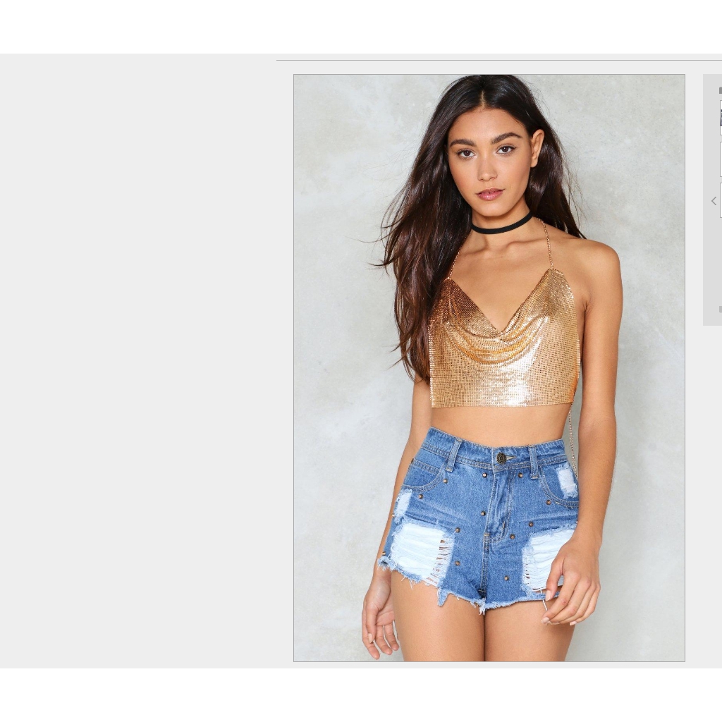 Áo hai dây dáng ngắn đính kim sa thời trang cho nữ