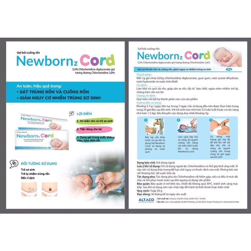 Gel vệ sinh rốn cho trẻ sơ sinh Newbornz Cord 20g