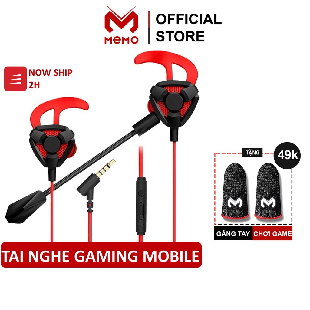 Tai nghe gaming có mic MEMO G2M cho điện thoại chơi game mobile Pubg FF Liên quân Tốc chiến ROS - Hàng chính hãng