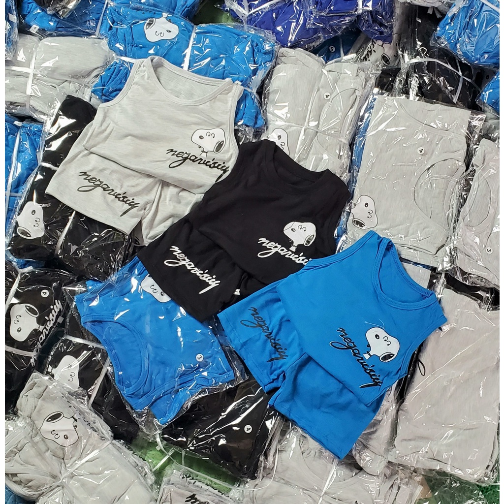 Bộ ba lỗ SNOOPY cho bé FUHA, quần áo sát nách cotton bé 8kg đến 20kg