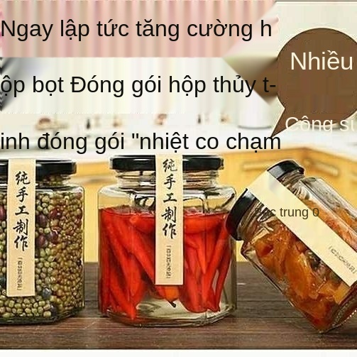 Chai thủy tinh lục giác kín lọ trong suốt bảo quản lọ mật ong lọ mứt bán buôn lọ tương ớt lọ thủy tinh đóng hộp