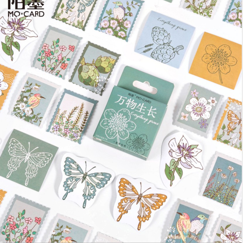 Hộp 46 miếng sticker mẫu con bướm retro