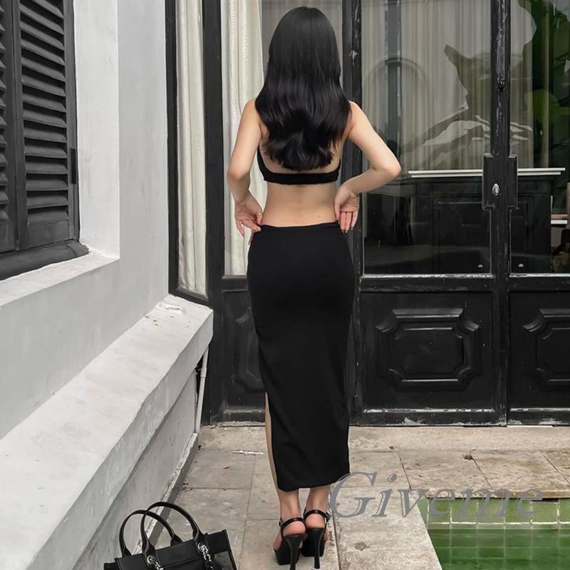 Đầm Không Tay Hở Lưng Màu Trơn Thời Trang Dành Cho Nữ