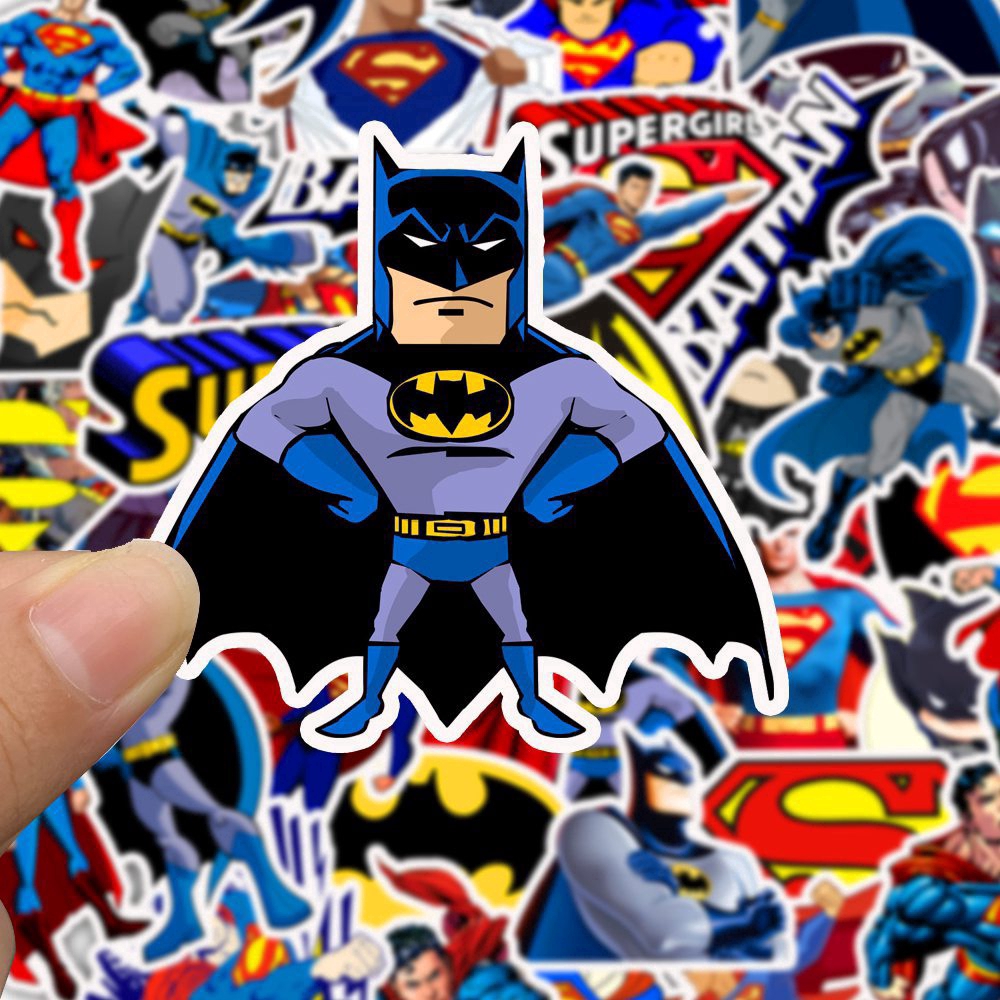 Sticker Set 45 miếng dán Graffiti hình Batman và Superman trang trí đa năng