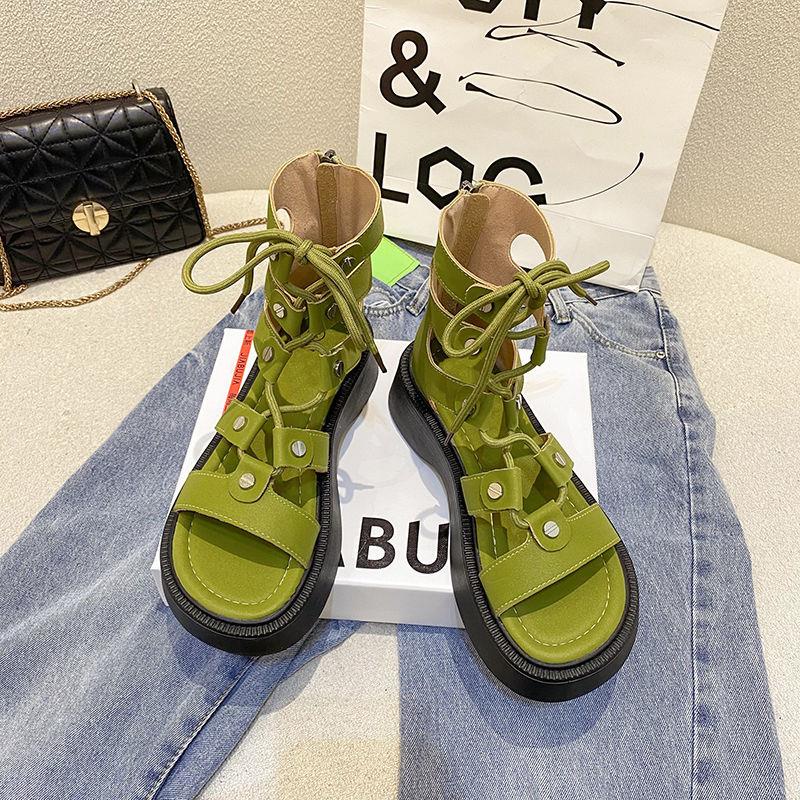 Giày Sandal Đế Dày Đan Dây Phong Cách La Mã Thời Trang Mùa Hè Hàng Mới 2022 Dành Cho Bạn Nữ