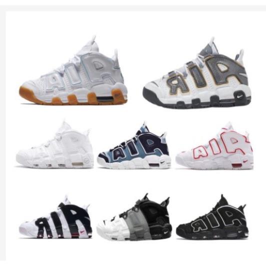 NK Air More Uptempo Giày Bóng Rổ Pippen Cổ Điển LớnAIR LOGO Giày Nam Đệm Khí Da ! %