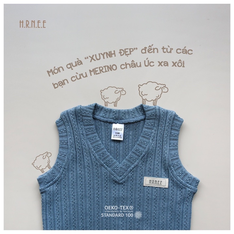 HRNEE Áo len gile thương hiệu Hrnee cho bé