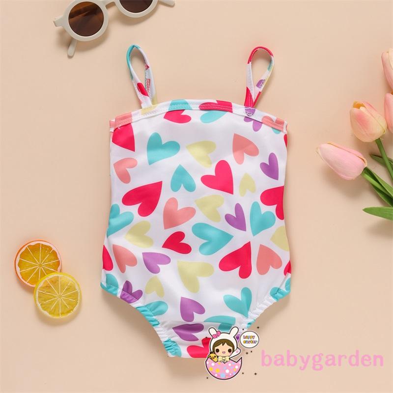 Đồ bơi một mảnh/hai mảnh in họa tiết trái tim phối bèo xinh xắn cho bé gái 0-12 tuổi
