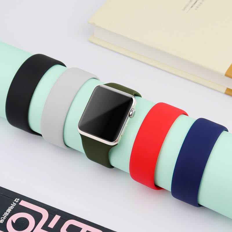 Dây Đeo Silicon Co Giãn 45Mm 41mm 44Mm 40mm 38mm 42mm Cho Đồng Hồ Thông Minh Apple Watch Band 7 6 5 4 3 Se