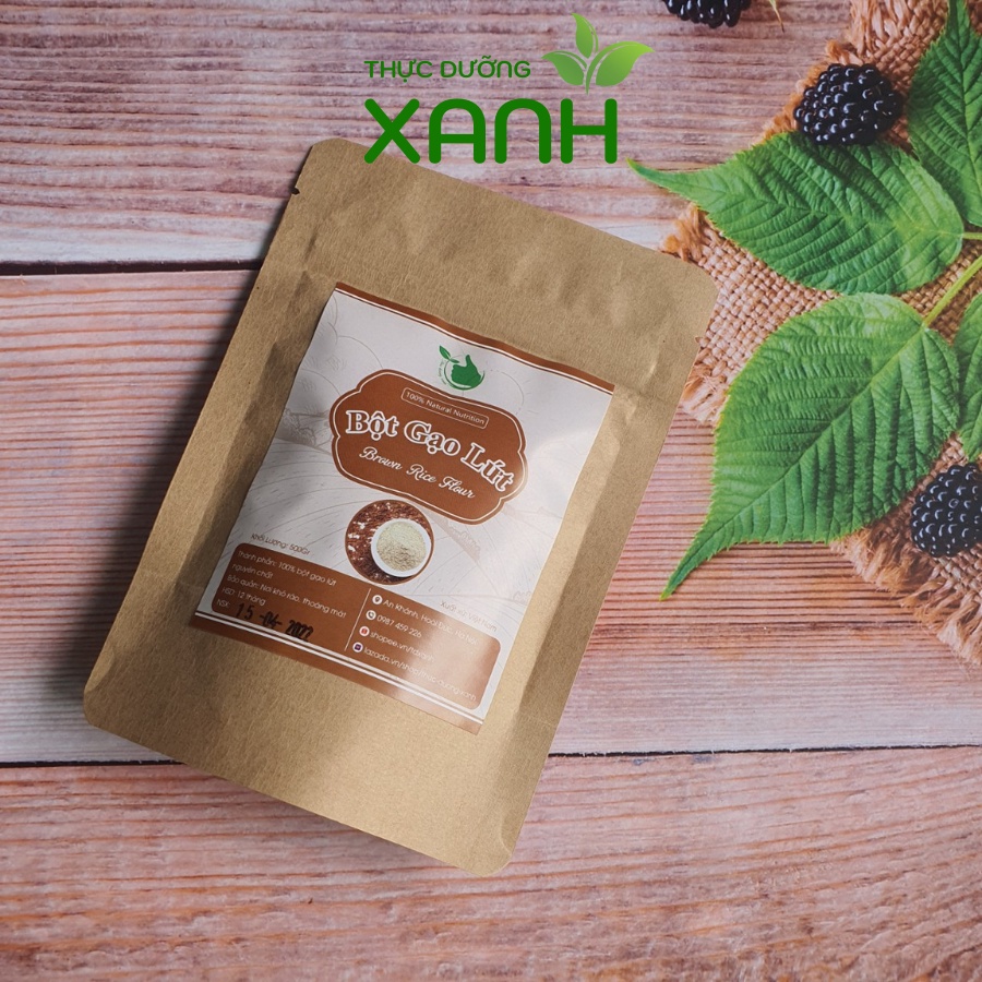 500Gr Bột Gạo Lứt Giảm Cân Nguyên Chất, Bột Gạo Lức Rang Tay Xay Mịn - Thực Dưỡng Xanh