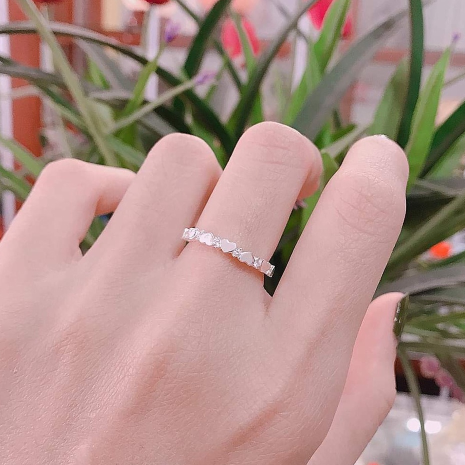 Nhẫn bạc Nhẫn hàng trái tim nhỏ bản dày Van Jewelry V10408