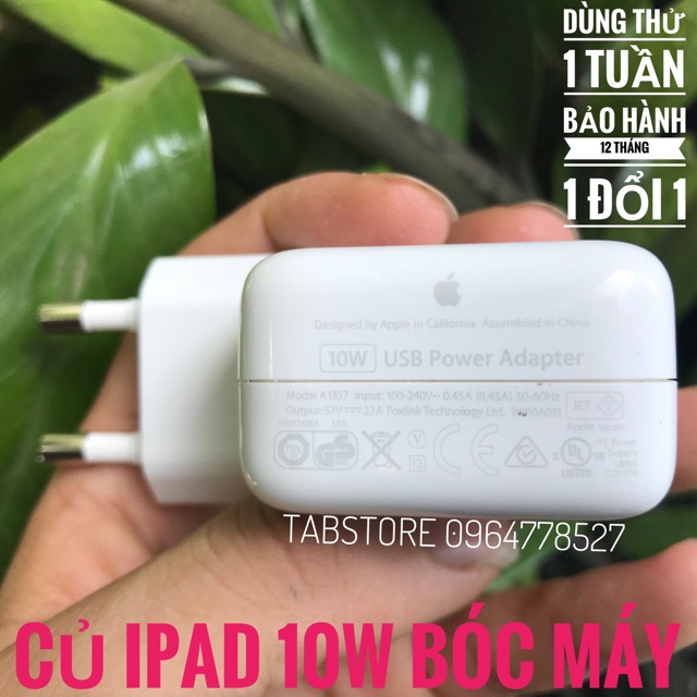 Combo Củ iPad 10w + Cáp IPhone X Bóc Máy (Tặng Hộp Đựng)