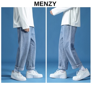Quần jean nam baggy ống suông rộng chất bò cao cấp quần phom dáng xuông xanh hàn quốc J01 Menzy