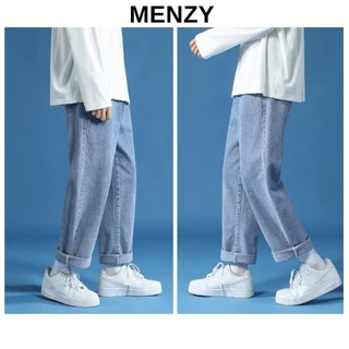 Quần jean nam baggy ống suông rộng chất bò cao cấp quần phom dáng xuông xanh hàn quốc J01 Menzy