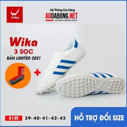 Giầy bóng đá phủi 3 sọc, CT3 chính hãng Wika đế TF bền, rẻ, đẹp tặng tất.