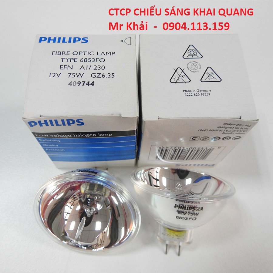 (SALE) Bóng halogen chén 12V 75W Philips 6853FO Gz6.35