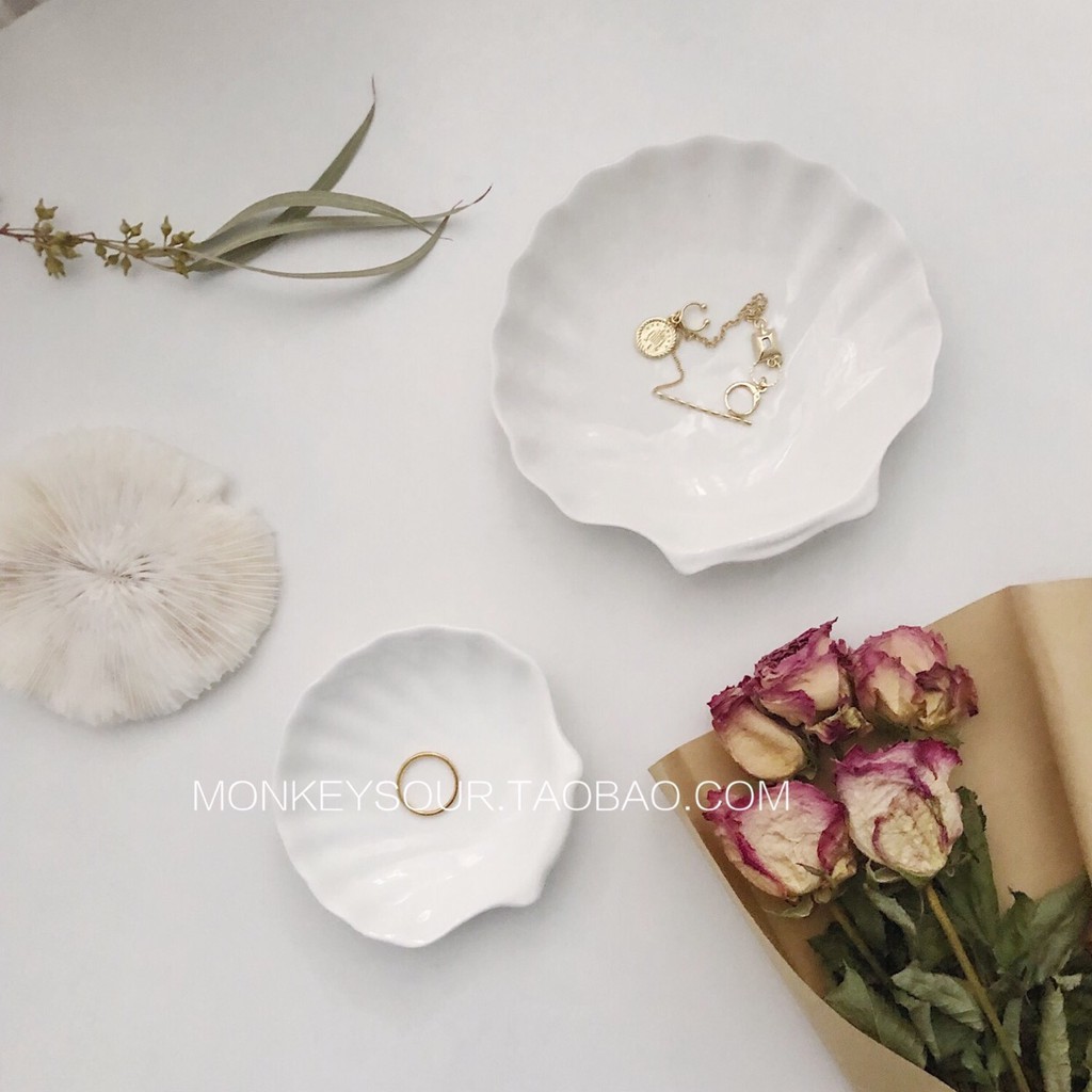 Dĩa đựng hình vỏ sò độc đáo / Đĩa Sứ Hình Vỏ Sò Đựng Trang Sức Thiết Kế Sang Trọng